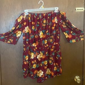 Floral off shoulder romper plus size